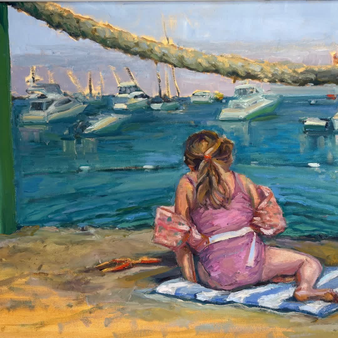 Afternoon by the Harbor, oil on canvas